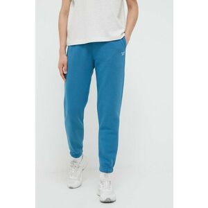 Reebok pantaloni de trening culoarea turcoaz, neted imagine