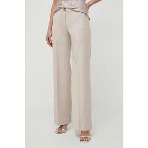 Silvian Heach pantaloni femei, culoarea bej, drept, high waist imagine