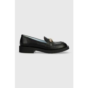 Chiara Ferragni mocasini de piele femei, culoarea negru, cu toc plat, CF3244_001 imagine