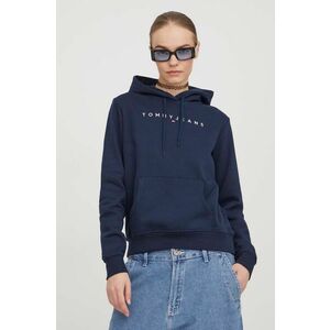 Tommy Jeans bluză femei, culoarea bleumarin, cu glugă, imprimeu DW0DW17324 imagine