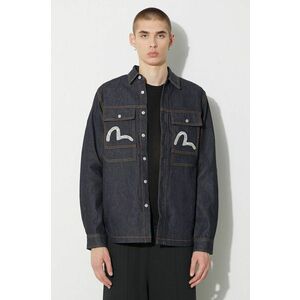 Evisu cămașă din denim Cloud Element Seagull bărbați, culoarea bleumarin, cu guler clasic, regular, 2EAHTM3SL7031XXCT imagine