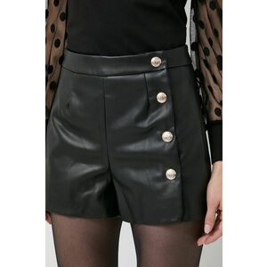 Morgan pantaloni scurti femei, culoarea negru, neted, high waist imagine