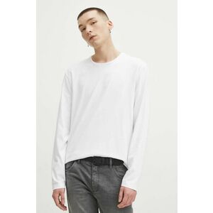 Medicine longsleeve din bumbac barbati, culoarea alb, neted imagine