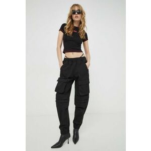 Diesel pantaloni femei, culoarea negru, fason cargo, high waist A10576.0PCAK imagine