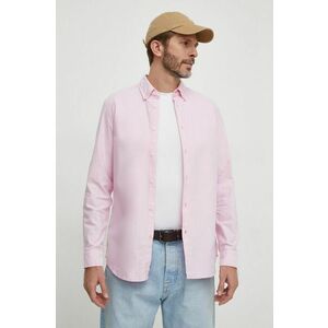 United Colors of Benetton camasa din bumbac barbati, culoarea roz, cu guler button-down, regular imagine