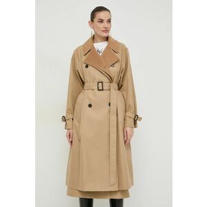 Weekend Max Mara trench femei, culoarea bej, de tranziție, cu două rânduri nasturi 2415020000000 imagine