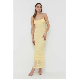 Bardot rochie culoarea galben, maxi, mulata imagine