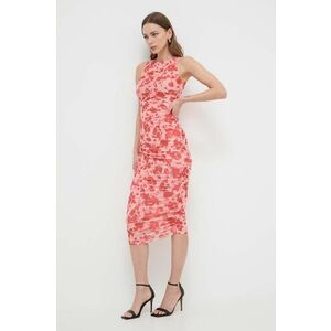 Bardot rochie culoarea rosu, midi, mulata imagine