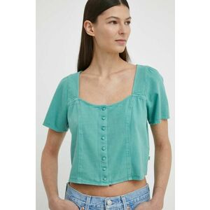 Levi's bluza subtire de blugi femei, culoarea verde, neted imagine