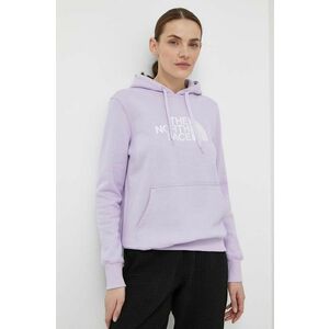 The North Face hanorac de bumbac femei, culoarea violet, cu glugă, cu imprimeu, NF0A55ECQZI1 imagine