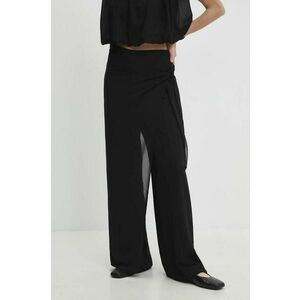 Answear Lab pantaloni femei, culoarea negru, lat, high waist imagine