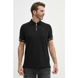 Karl Lagerfeld tricou polo bărbați, culoarea negru, cu imprimeu, 542221.745018 imagine