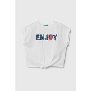 United Colors of Benetton tricou de bumbac pentru copii culoarea alb imagine