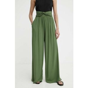 Answear Lab pantaloni femei, culoarea verde, lat, high waist imagine