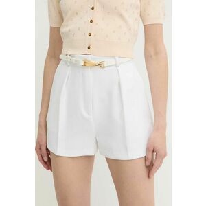 Elisabetta Franchi pantaloni scurti femei, culoarea alb, neted, high waist, SH00542E2 imagine