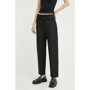 IRO pantaloni de bumbac culoarea negru, drept, high waist imagine