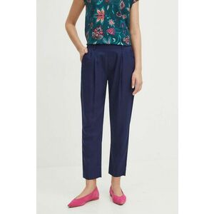 Medicine pantaloni femei, culoarea bleumarin, chinos, high waist imagine