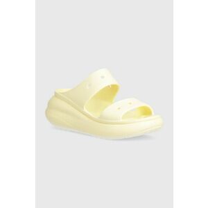 Crocs papuci Crush Sandal femei, culoarea galben, cu platforma, 207670 imagine