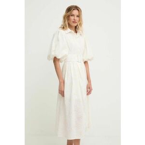 Answear Lab rochie din bumbac culoarea alb, midi, evazati imagine