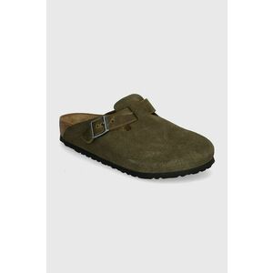 Birkenstock papuci din piele Boston barbati, culoarea verde, 1028067 imagine