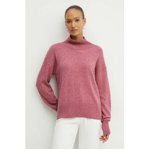 BOSS pulover de lana femei, culoarea roz, cu turtleneck, 50521898 imagine