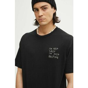 Solid tricou din bumbac barbati, culoarea negru, cu imprimeu imagine