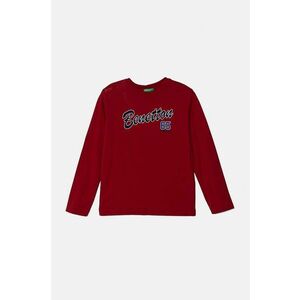 United Colors of Benetton longsleeve din bumbac pentru copii culoarea bordo, cu imprimeu, 3I1XC10JN imagine