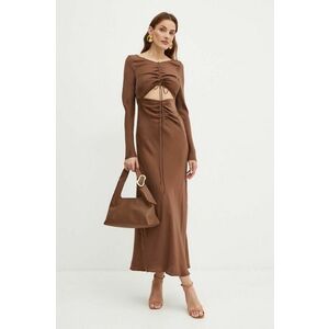 Bardot rochie DARING culoarea maro, maxi, evazati, 59388DB imagine