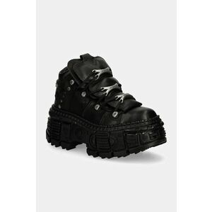 New Rock sneakers din piele CRUST NEGRO + TANK CASCO NEGRO culoarea negru, M-WALL106-S12 imagine