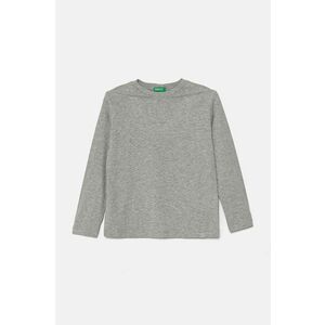 United Colors of Benetton longsleeve din bumbac pentru copii culoarea gri, melanj, 3I1XC10DB imagine