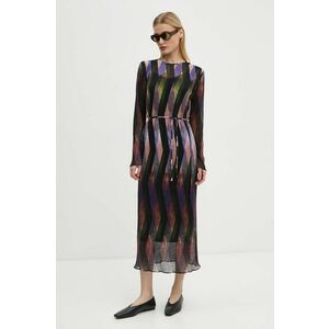 Never Fully Dressed rochie Purple Zig Zag Gaia Plisse midi, evazati, NFDDR1515 imagine