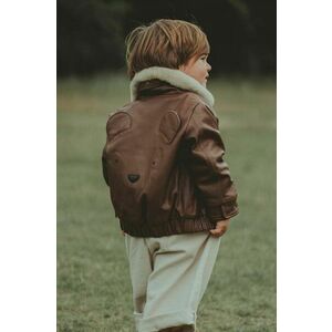 Donsje jachetă bomber din piele pentru copii Yuki Leather Jacket Bear culoarea maro, 4058502 imagine