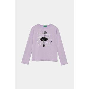 United Colors of Benetton longsleeve din bumbac pentru copii culoarea violet, 3096C10M0 imagine