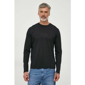 Gant longsleeve din bumbac culoarea negru, cu imprimeu imagine