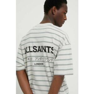 AllSaints tricou din bumbac UNDERGROUND STRIPE S culoarea gri, modelator imagine