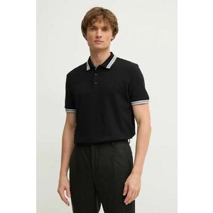 BOSS Green polo de bumbac culoarea negru, neted, 50469055 imagine