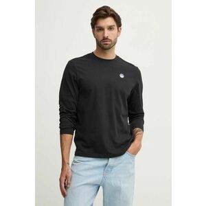 North Sails longsleeve din bumbac culoarea negru, neted imagine