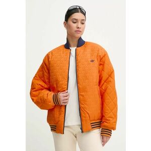 adidas Originals geaca bomber cu doua fete 70s Reversible Oversized Bomber Jacket femei, culoarea portocaliu, de iarna, oversize, JN7657 imagine