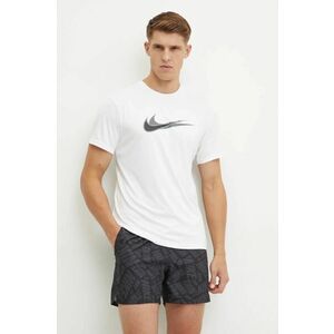 Nike tricou sport Stacked Swoosh culoarea alb, cu imprimeu, NESSE512 imagine