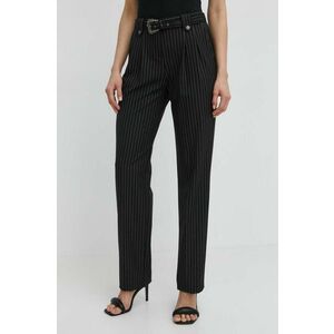 Versace Jeans Couture pantaloni femei, culoarea negru, drept, high waist imagine