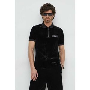 Versace Jeans Couture tricou polo barbati, culoarea negru, neted imagine