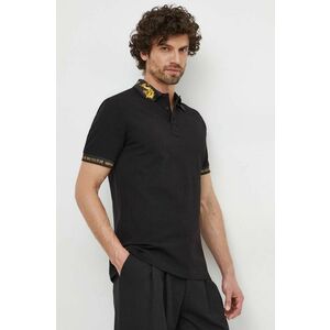 Versace Jeans Couture polo de bumbac culoarea negru, cu imprimeu imagine