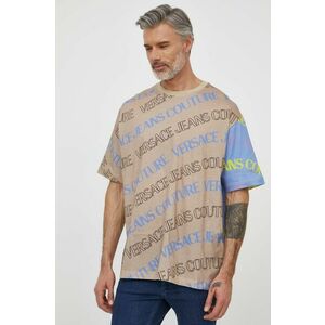 Versace Jeans Couture tricou din bumbac barbati, culoarea maro, modelator imagine