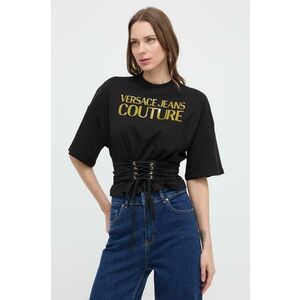 Versace Jeans Couture tricou din bumbac femei, culoarea negru imagine