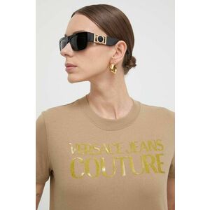 Versace Jeans Couture tricou din bumbac femei, culoarea bej imagine