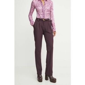 Versace Jeans Couture pantaloni femei, culoarea violet, drept, high waist, 77HAA117 N0394 imagine