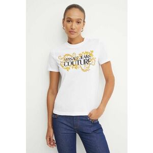 Versace Jeans Couture tricou din bumbac femei, culoarea alb, 77HAHE05 CJ00E imagine