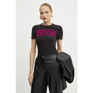 Versace Jeans Couture tricou femei, culoarea negru, 77HAHL01 CJ02L imagine