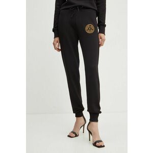 Versace Jeans Couture pantaloni de trening din bumbac culoarea negru, cu imprimeu, 77HAAT00 CF01T imagine