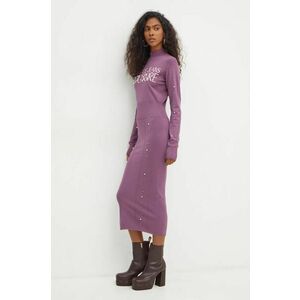 Versace Jeans Couture rochie culoarea violet, midi, mulata, 77HAOM11 CMN60 imagine